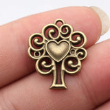10pcs 23x20mm 3 Colors Antique Bronze Color Antique Silver Color Antique Gold Color Hollow Out Heart Tree Pendant