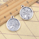 10 Uds. De dijes con brújula de 24x20mm, colgantes de Color plata antigua, fabricación de joyería tibetana hecha a mano DIY