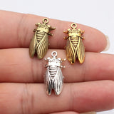 5pcs 25x12x6mm 3 Colors Antique Bronze Color Antique Silver Color Antique Gold Color Insect Cicada Charms