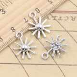 20 piezas dijes flor de girasol 18x14mm colgantes de Color plata tibetana fabricación de joyería antigua artesanía hecha a mano DIY