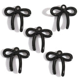 5-Piece Alloy Black Spray-Painted Bow Charm Pendants for DIY Jewelry Making Handmade Necklaces Earrings Accessories W597