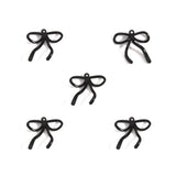 5-Piece Alloy Black Spray-Painted Bow Charm Pendants for DIY Jewelry Making Handmade Necklaces Earrings Accessories W597