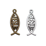 10pcs 27x10mm 2 Colors Antique Bronze Color Antique Silver Color Jesus Fish Charms For DIY Jewelry Making