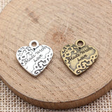 10pcs 19x17mm 2 Colors Antique Bronze Color Antique Silver Color Made With Love Heart Charms For DIY Jewelry Making