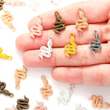 20pcs 6 Color animal snake Charms Alloy Metal For earring Pendants DIY Handmade Jewelry Accessories Making 21*10mm D9341