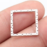 20pcs 17x17mm 4 Colors Hammered Texture Geometric Hollow Square Frame Charms