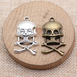 5pcs 37x21mm 2 Colors Antique Bronze Color Antique Silver Color Skull Charms For DIY Jewelry Making