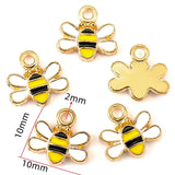 10pcs 20 styles Zinc alloy Metal Enamel bee honeycomb sunflower charm For Bracelet Necklace Key Chain Pendant DIY Jewelry Making