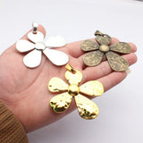 1pcs 79x69mm 3 Colors Antique Bronze Color Antique Silver Color Antique Gold Color Large Hammered Flower Pendant