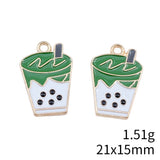 10pcs 21x15mm 2 Colors Light Pink Color Green Color Milk Tea Charms For DIY Jewelry Making