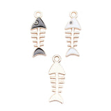 10pcs 24x8.4mm 2 Colors White Color Black Color Fish Bone Charms For DIY Jewelry Making