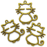 10pcs 5colors Zinc alloy Filigree Stamping Pendants cat Hollow Metal Charms DIY Necklace earrings Jewelry Accessories 28mmx 25mm
