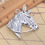 5 uds dijes cabeza de caballo de carrera grande 38x37mm colgantes de Color plata antigua para hacer joyería tibetana hecha a mano DIY