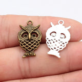 20pcs 24x15mm 2 Colors Antique Bronze Color Antique Silver Color Owl Charms For DIY Jewelry Making