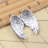 10 Uds. De dijes de alas de Ángel, 26x24x6mm, colgantes de Color plata antigua, fabricación de joyería tibetana hecha a mano DIY