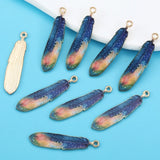 10Pcs Alloy Bohemian Ethnic Style Charms Colorful Enamel Feather For Earrings Pendant DIY Jewelry Craft Alloy Accessorie 9*38mm