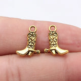 20pcs 16x12mm 3 Colors Antique Bronze Color Antique Silver Color Antique Gold Color Cowboy Boot Charms