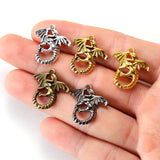 10Pcs  Alloy Flying Dragon charm For Bracelets Necklaces Key buckle Pendant Diy Jewelry Making 21*22mm D818