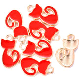 25pcs Dripping Oil CartoonJumping Kitten Alloy Jewelry Accessories DIY Handmade Accessories Rubber Band Earrings Pendants