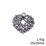 20pcs 20x20mm 2 Colors Antique Bronze Color Antique Silver Color Flower Heart Charms For DIY Jewelry Making