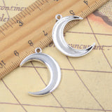 20 piezas dijes Luna 28x21mm colgantes de Color plata antigua para hacer joyería tibetana hecha a mano DIY