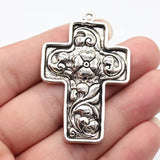 2pcs 58x38mm 2 Colors Antique Silver Color Antique Gold Color Flower Cross Charms For DIY Jewelry Making