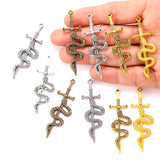 5pcs 5 colors Alloy Charm Snake Sword Charms Pendant Designer Charms For Jewelry Making DIY Jewelry Findings 54*18mm M99