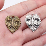 10pcs 26x21mm 2 Colors Antique Bronze Color Antique Silver Color Leaf Charms For DIY Jewelry Making