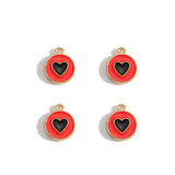 10pcs 3 styles Enamel heart-shaped Charm for Earring Keychain Necklace Pendant DIY Jewelry Accessories 14*12mm W489