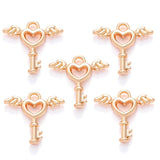30pcs 6 colors Angel Wings Heart Keys Charms metal Earring necklace Pendants for Jewelry Making DIY Handmade Craft 15*14mm O251