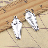 20 piezas dijes ataúd 26x11mm colgantes de Color plata antigua para hacer joyería tibetana hecha a mano DIY