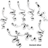 25pcs 28x10mm 7 colors Plated Snake Charms Animals Pendants For Diy Earrings necklace Making Materials Accessories