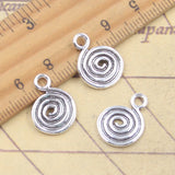 20 piezas dijes volución espiral tornillo hélice spire 17x13mm colgantes de color plata antigua fabricación DIY joyería tibetana hecha a mano