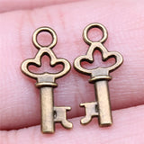 40pcs 8x16mm 2 Colors Antique Bronze Color Antique Silver Color Key Charms For DIY Jewelry Making