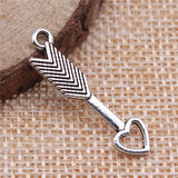 20pcs 29x7mm 2 Colors Antique Bronze Color Antique Silver Color Arrow To Heart Charms For DIY Jewelry Making
