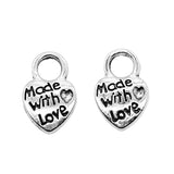 10pcs 9x14mm 2 Colors Antique Bronze Color Antique Silver Color Made With Love Heart Charms For DIY Jewelry Making
