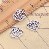 20 piezas dijes Yoga Lotus 12x14mm colgantes de Color plata antigua para hacer joyería tibetana hecha a mano DIY