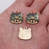 10pcs 16x17mm Kc Gold Color Cat Charms For DIY Jewelry Making