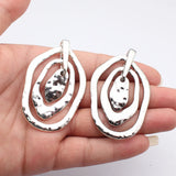 1pcs 68x44mm 2 Colors Rhodium Color Exaggerated Three-Layered Geometric Hollow Hammered Patterns Pendant