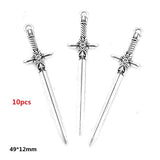 10-50pcs Mixed Styles Antique Knight Sword Anime weapon Charm for Jewelry Making DIY Handmade Weapons Personality Necklace