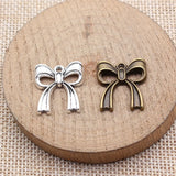10pcs 20x18mm 2 Colors Antique Bronze Color Antique Silver Color Bow Charms For DIY Jewelry Making