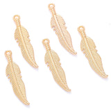30 pcs 7 colors Feather Charms for Earring necklace Metal Pendant Fit bracelet necklace earring Jewelry making 27*6mm D320