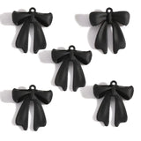5-Piece Alloy Black Spray-Painted Bow Charm Pendants for DIY Jewelry Making Handmade Necklaces Earrings Accessories W597