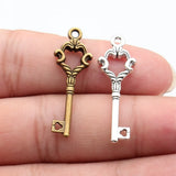 5pcs 12x35mm 2 Colors Antique Bronze Color Antique Silver Color Key Charms For DIY Jewelry Making