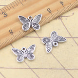20 piezas dijes de mariposa 11x16mm colgantes de Color plata antigua para hacer joyería tibetana hecha a mano DIY