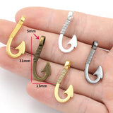 10pcs 5 Colors Fish hook Charms For Bracelet Earring necklace Pendants DIY Handmade Jewelry Accessories Making 31*13mm H11