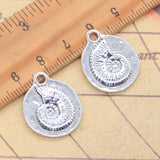 10 Uds. De dijes fósiles de concha, 23x19mm, colgantes de Color plata antigua, fabricación de joyería tibetana hecha a mano DIY