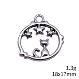 20pcs 18x17mm 5 Colors Hollowed-Out Cat Star Circle Charms For DIY Jewelry Making