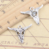 Colgantes de plata tibetana con forma de estrella, Calavera, Toro, cabeza de buey, 10 piezas, 22x27mm, fabricación de joyas antiguas, artesanía hecha a mano