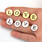 5pcs Stainless Steel Necklace Fashion Gold Color Initial Charms Metal Round A To Z Letters For Women Single Name Jewelry Gifts
